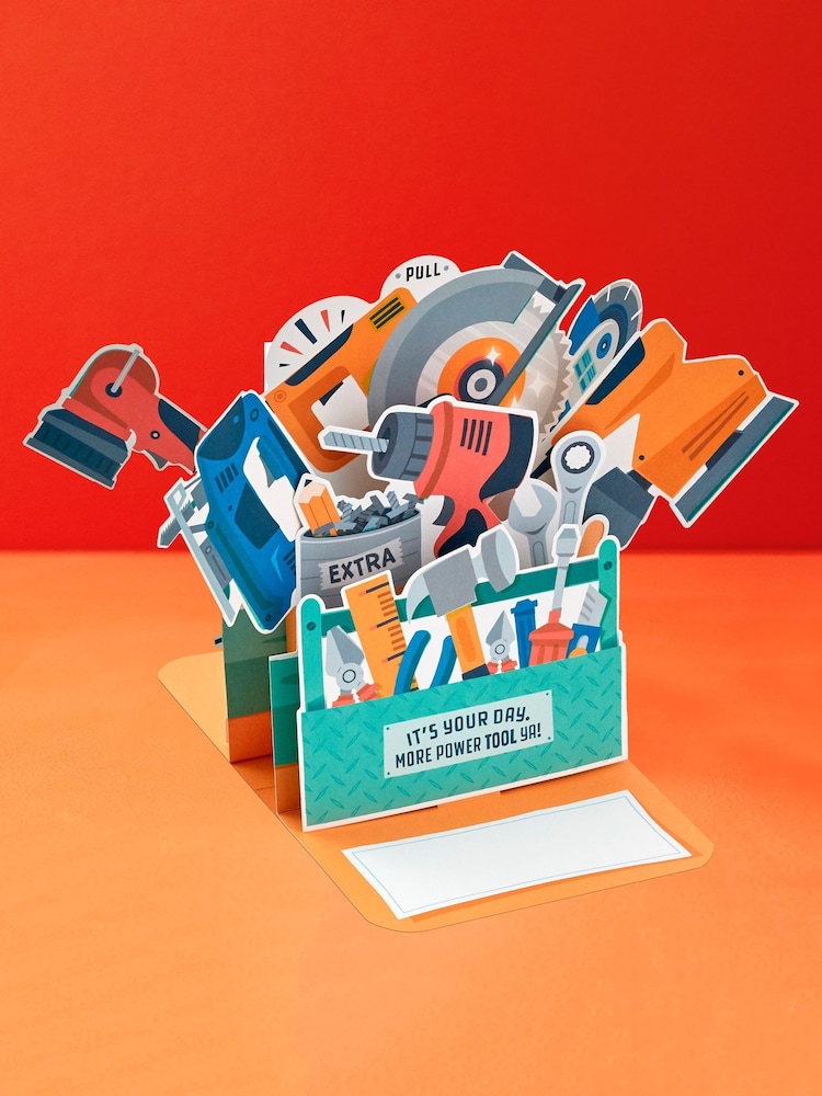 Hallmark Orange Father's Day Card - 3D & Pop Up Red Toolbox - Image 1 of 4