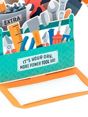 Hallmark Orange Father's Day Card - 3D & Pop Up Red Toolbox - Image 3 of 4