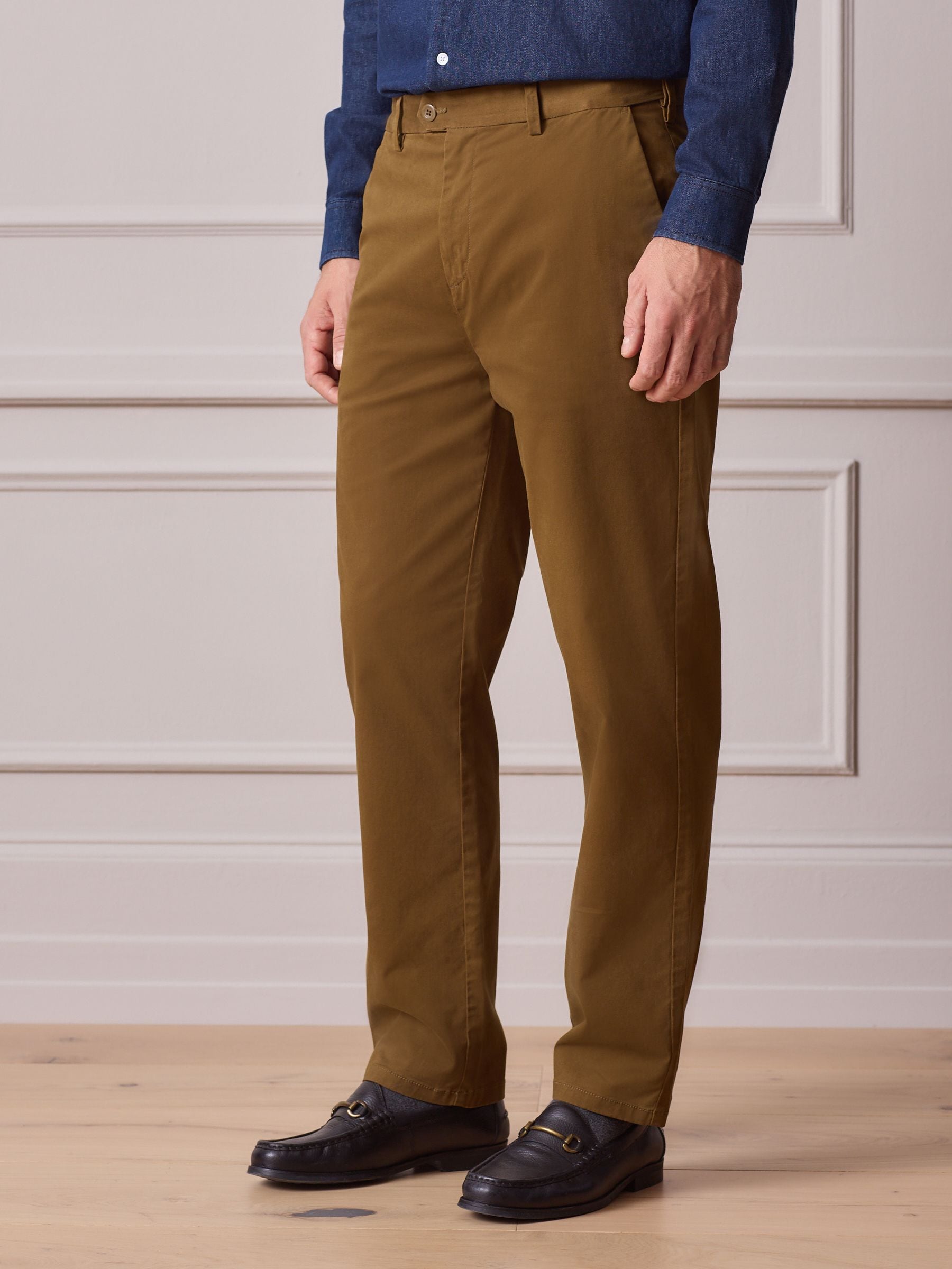 Buy Dark Tan Straight Fit Signature Ultimate Motionflex Chino