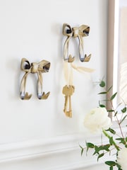Set of 2 Gold Bow Metal Hooks - Image 1 of 4