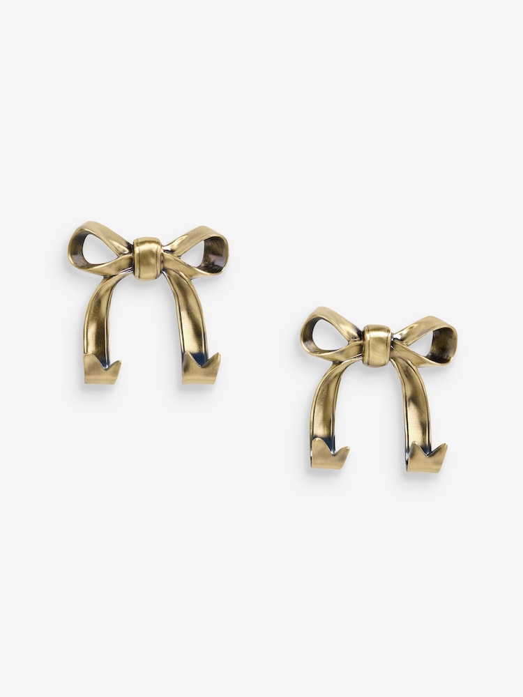 Set of 2 Gold Bow Metal Hooks - Image 2 of 4 Set of 2 Gold Bow Metal Hooks - Image 2 of 4