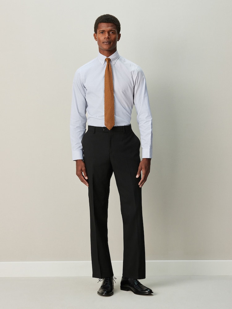 Grey Gingham Slim Fit Cotton Rich Long Sleeve Formal Shirt - Image 2 of 8