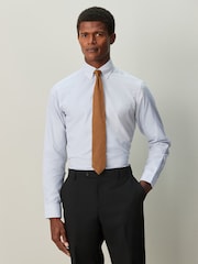 Grey Gingham Slim Fit Cotton Rich Long Sleeve Formal Shirt - Image 5 of 8