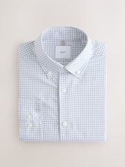 Grey Gingham Slim Fit Cotton Rich Long Sleeve Formal Shirt - Image 6 of 8