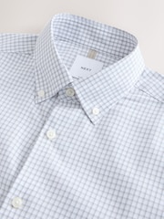 Grey Gingham Slim Fit Cotton Rich Long Sleeve Formal Shirt - Image 7 of 8