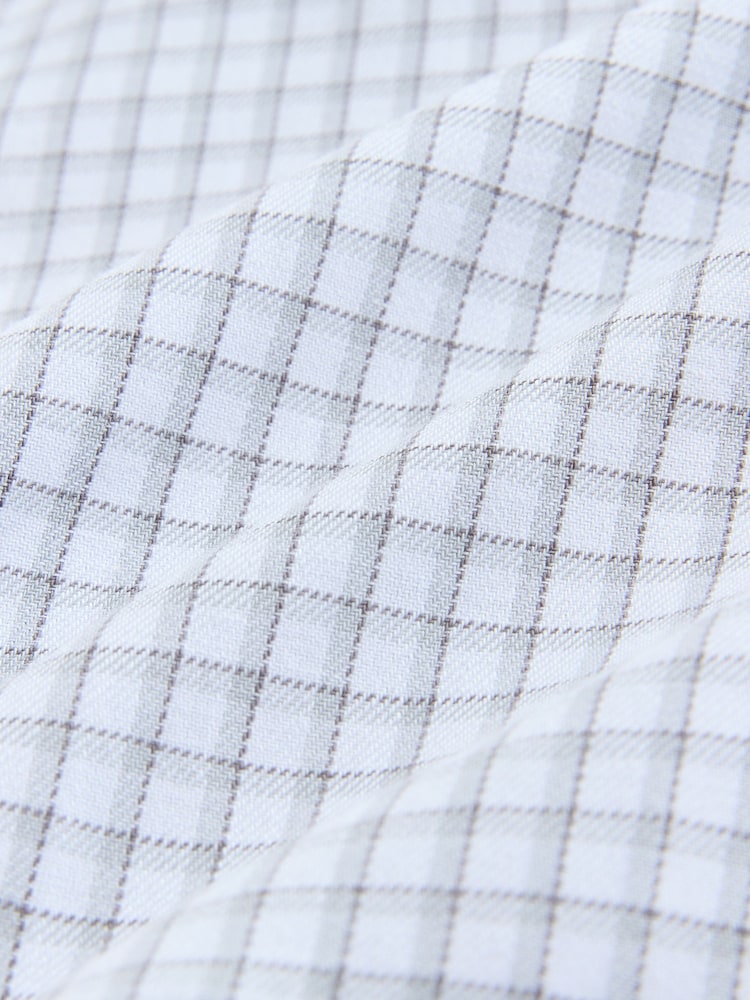 Grey Gingham Slim Fit Cotton Rich Long Sleeve Formal Shirt - Image 8 of 8