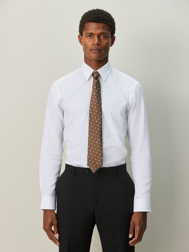 Bela - 100% Cotton Textured Long Sleeve Formal Shirt with Trim - Slika 2 iz 8 Bela - 100% Cotton Textured Long Sleeve Formal Shirt with Trim - Slika 2 iz 8