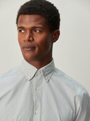 Green Texture Regular Fit Cotton Rich Long Sleeve Formal Shirt - Image 4 of 7