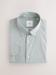 Green Texture Regular Fit Cotton Rich Long Sleeve Formal Shirt - Image 5 of 7