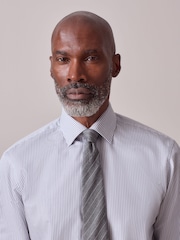 White/Black Stripe Regular Fit Signature Shirt and Tie Set - Image 1 of 9