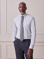 White/Black Stripe Regular Fit Signature Shirt and Tie Set - Image 6 of 9