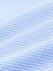 Blue Slim Fit Textured Long Sleeve Formal Shirt with Trim - Image 8 of 8