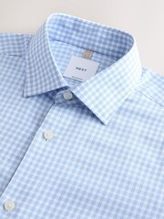 Light Blue Gingham Regular Fit Cotton Rich Long Sleeve Formal Shirt - Image 7 of 8