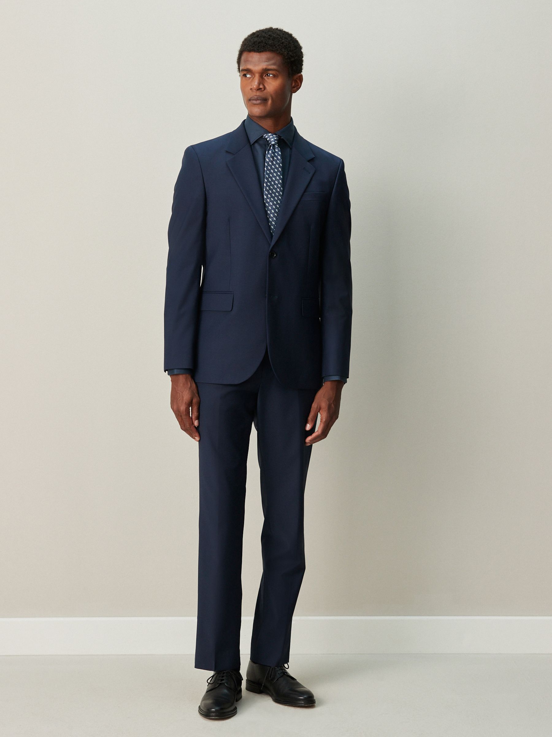 Buy Navy Blue/ Blue Geometric Slim Fit Occasion Shirt And Tie Set