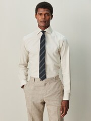 Neutral/Navy Stripe Regular Fit Shirt And Tie Set - Image 1 of 5