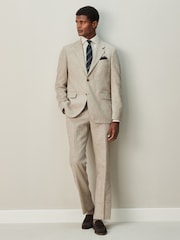 Neutral/Navy Stripe Regular Fit Shirt And Tie Set - Image 2 of 5