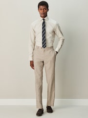 Neutral/Navy Stripe Regular Fit Shirt And Tie Set - Image 3 of 5