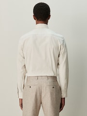 Neutral/Navy Stripe Regular Fit Shirt And Tie Set - Image 4 of 5