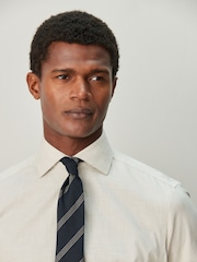 Neutral/Navy Stripe Regular Fit Shirt And Tie Set - Image 5 of 5