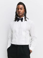White/Black Regular Fit Cotton Shirt, Bow Tie, Pocket Square & Pin Occasion Set 4 Pack - Image 4 of 9