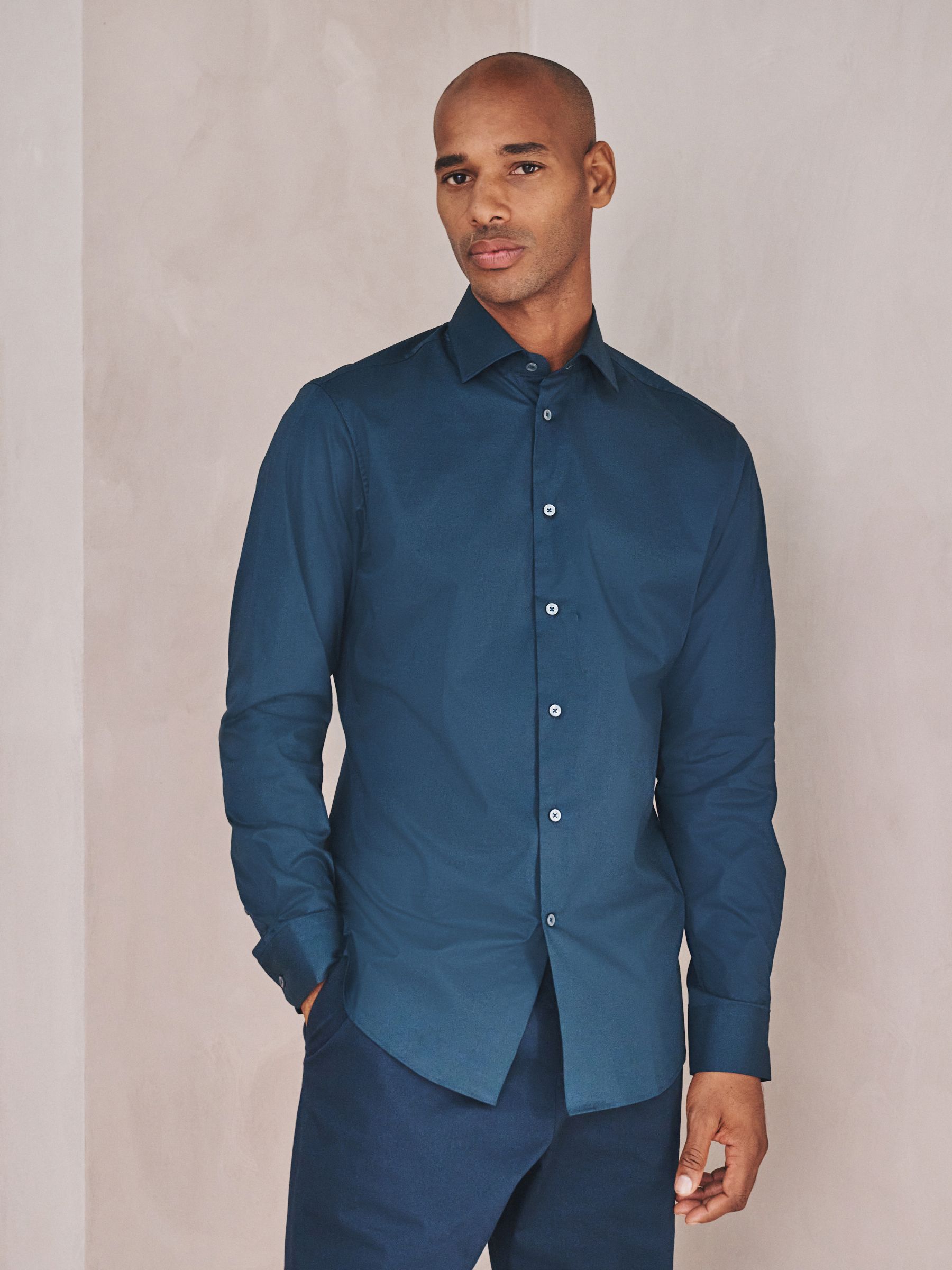 Chemise Homme Next - Taille 15.5, Rayures Bleu Et Blanc, Double Manchette - Occasion Très Bon état