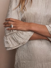 Mint Velvet Natural Crinkle Metallic Midi Dress - Image 6 of 8