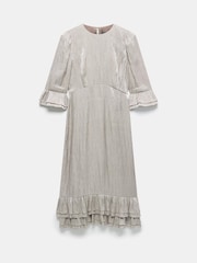 Mint Velvet Natural Crinkle Metallic Midi Dress - Image 7 of 8