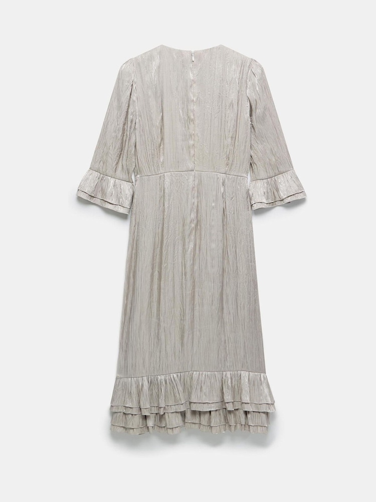 Mint Velvet Natural Crinkle Metallic Midi Dress - Image 8 of 8