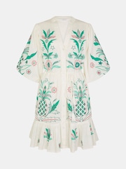 Accessorize White Pineapple Embroidered Mini Dress - Image 1 of 1
