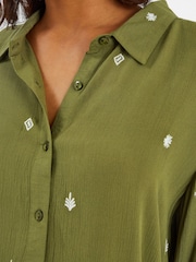 Accessorize Green Embroidered Crinkle Shirt - Image 3 of 4