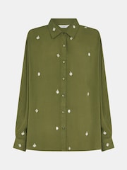 Accessorize Green Embroidered Crinkle Shirt - Image 4 of 4