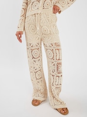 Accessorize Natural High Waist Crochet Trousers - Image 2 of 3