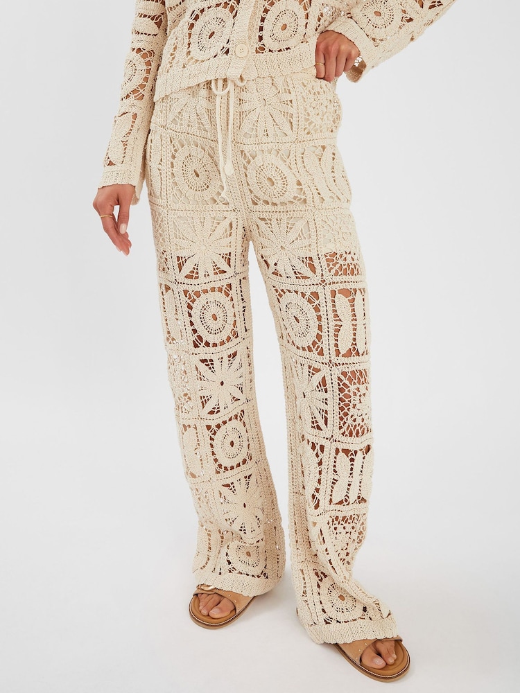 Accessorize Natural High Waist Crochet Trousers - Image 2 of 3