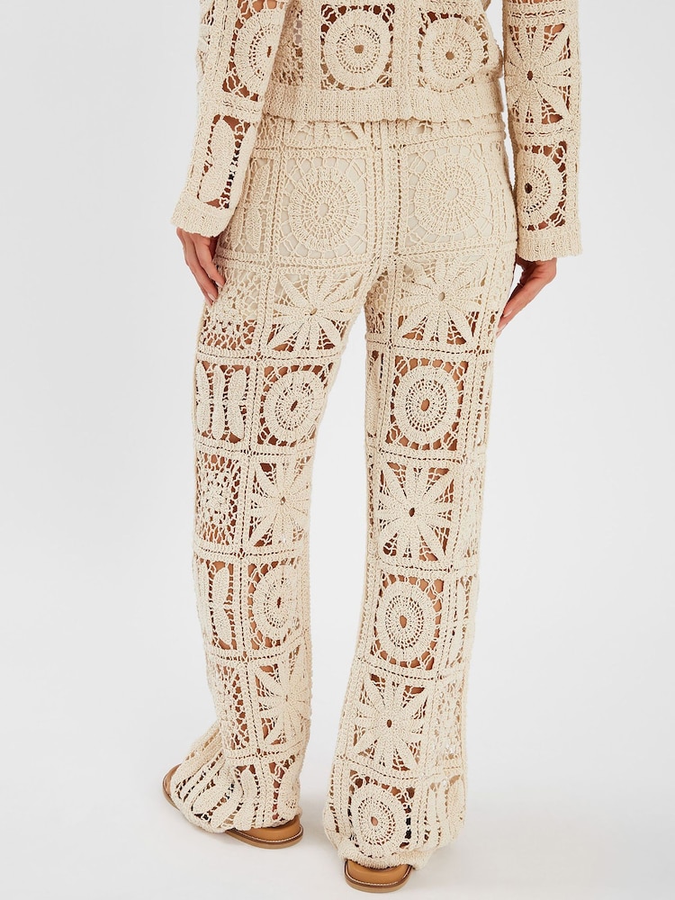 Accessorize Natural High Waist Crochet Trousers - Image 3 of 3