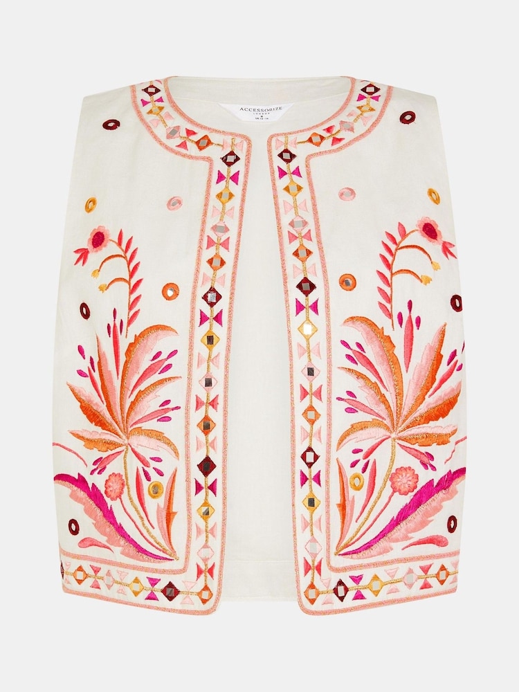 Accessorize White Mirror & Palm Embroidered Skirt - Image 1 of 1
