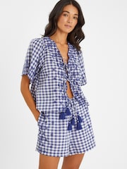 Accessorize Gingham Embroidered 100% Cotton Tie Top - Imagen 1 de 3