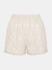 Accessorize Light Natural Mirror Embroidered 100% Cotton Shorts - Image 4 of 4