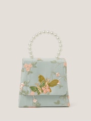 Monsoon Green Floral Print Embroidered Butterfly Handbag - Image 1 of 4