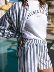 Chelsea Peers Blue Poplin Stripe Shorts - Image 2 of 5