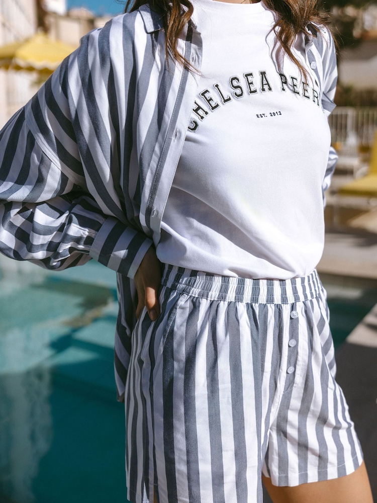 Chelsea Peers Blue Poplin Stripe Shorts - Image 2 of 5