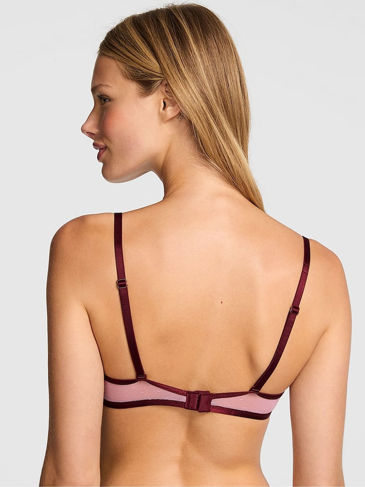 Victoria's Secret PINK Burgandy Pink Rose Appliqué Mesh Bra - Image 2 of 3 Victoria's Secret PINK Burgandy Pink Rose Appliqué Mesh Bra - Image 2 of 3