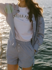 أزرق - Chelsea Peers Cotton Poplin Stripe Shorts - صورة 2 من 5