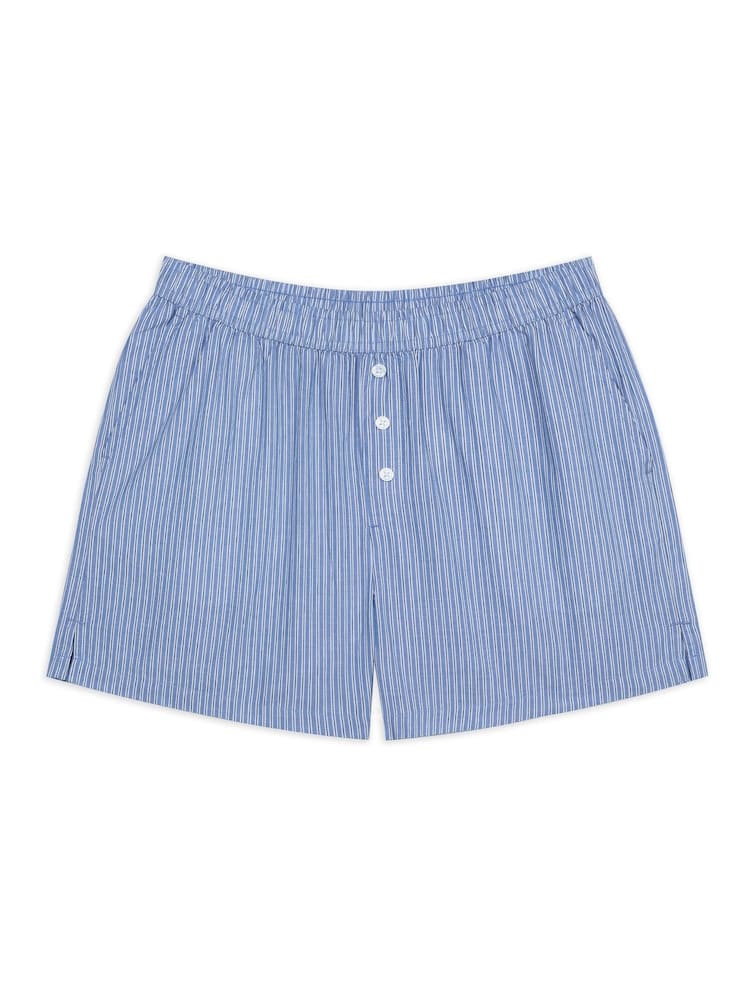 أزرق - Chelsea Peers Cotton Poplin Stripe Shorts - صورة 5 من 5