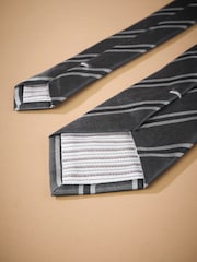 Grey Signature Silk Tie - Image 5 of 5
