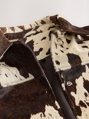 Nothing Ordinary Animal Cowhide Leather Midi Car Coat - Image 3 of 4