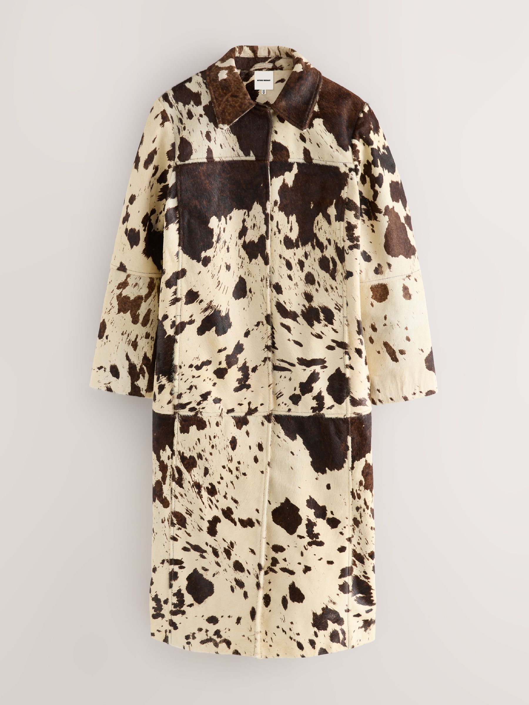 Buy Nothing Ordinary Animal Cow Print Leather Midi Car Coat from