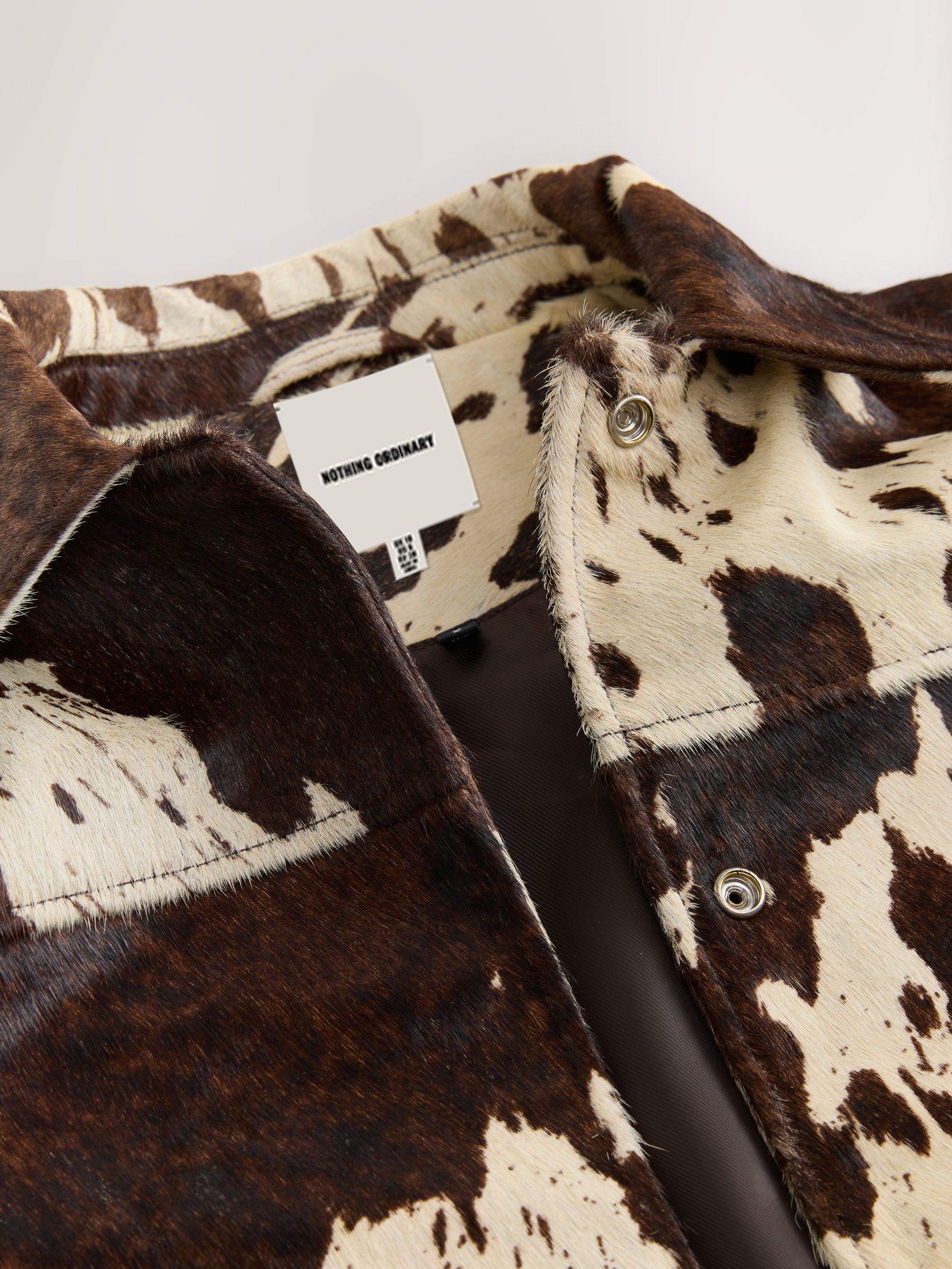 Buy Nothing Ordinary Animal Cow Print Leather Midi Car Coat from