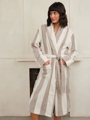 Chelsea Peers Natural Towelling Stripe 100% Cotton Dressing Gown - Image 2 of 4