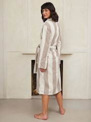 Chelsea Peers Natural Towelling Stripe 100% Cotton Dressing Gown - Image 3 of 4