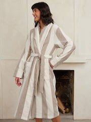 Chelsea Peers Natural Towelling Stripe 100% Cotton Dressing Gown - Image 4 of 4